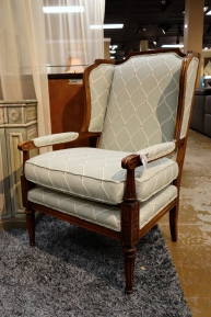 Fabric/Wood Wing Chair