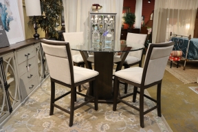 F.O.A. Glass Table W/4 Chairs