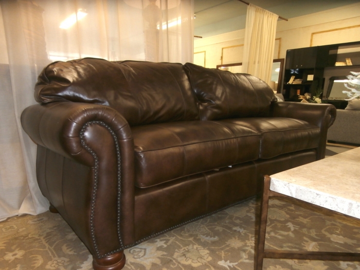 Nailhead Leather Sofa At The Missing Piece, Thomasville Leather Sectional
