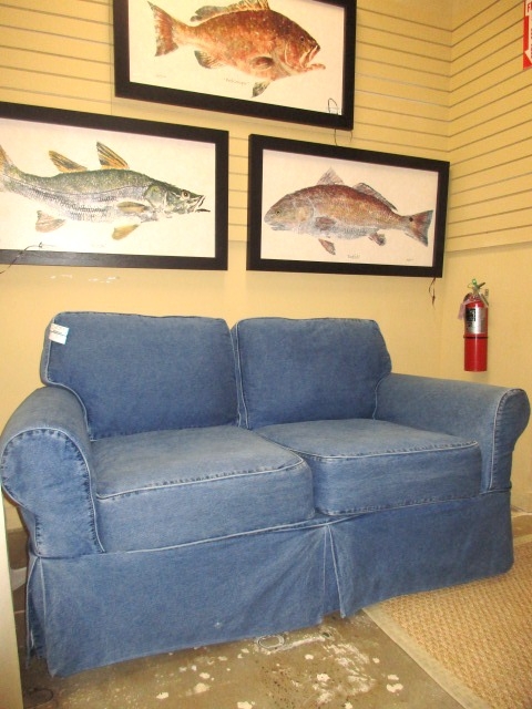 Cindy Crawford Denim Loveseat at The Missing Piece
