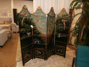 Bird Motif Panel Screen