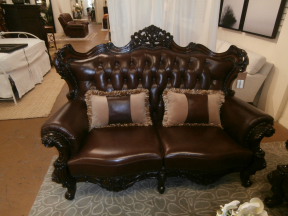 FOA Jericho Leather Loveseat