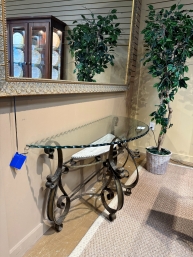 Scalloped Edge Gls Console Table