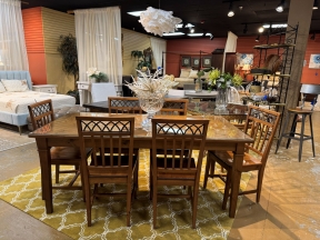 Rustic Wd/Gls DR Table W/6 Chairs