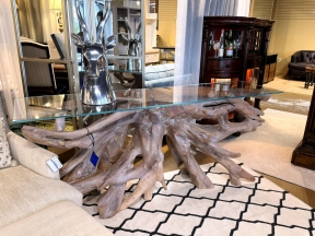 Glass Top Root Console Table