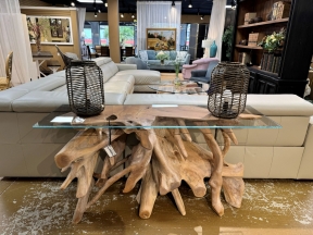 Glass Top Root Console Table