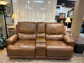 Transitional Leather Power Reclining Sofa