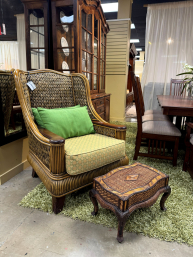 Wicker Chair W/Footstool