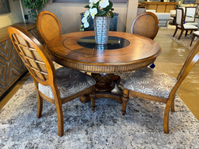 Dining Table W/Lazy Susan+4 Chairs