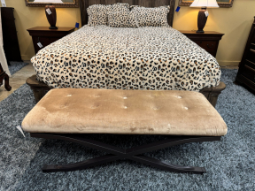 Button Tufted Velvet Bench