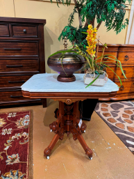 Antique Marble Top Accent Table