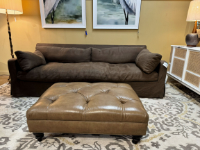 Ethan Allen Leather Ottoman